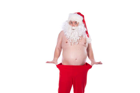 Fitness and healthy lifestyle. Funny Santa Claus.の写真素材
