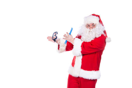 Fitness and healthy lifestyle. Funny Santa Claus.の写真素材