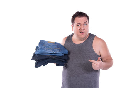 Diet and healthy lifestyle. Funny fat man.