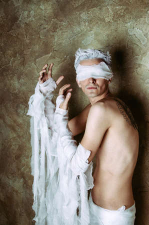 Halloween and the mummy. Young attractive guy.の写真素材