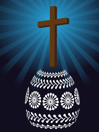 christian easter card with cross and easter eggのイラスト素材