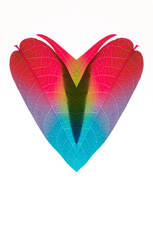 Beautiful heart created from leafs on white backgrounds