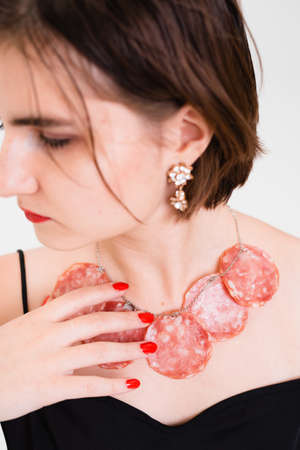 salami neckline on the girlの写真素材