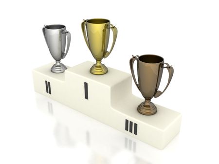 pedestal winners on a white backgroundの写真素材