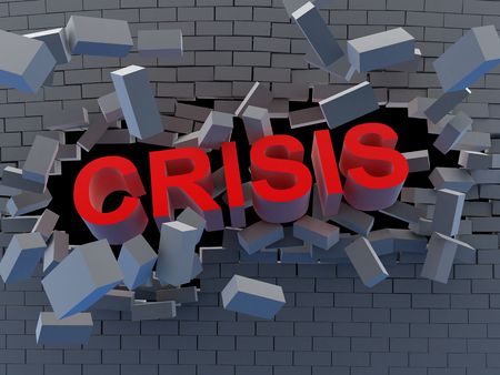 Abstract break wall. Symbol crisis (done in 3d)の写真素材