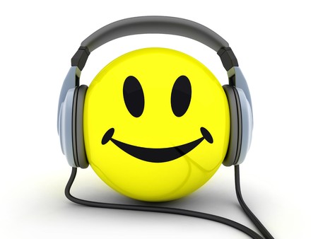 Smiley and music (done in 3d, isolated) の写真素材
