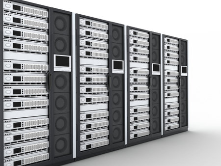 Server row on white background (done in 3d)
