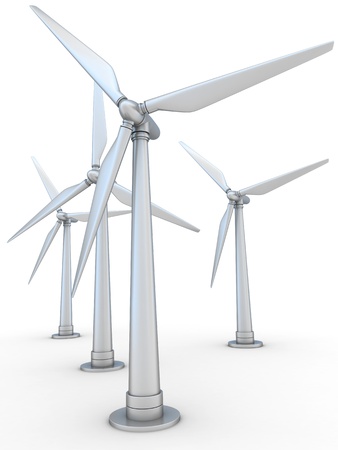 Wind-powered generator (done in 3d, on white background)の写真素材