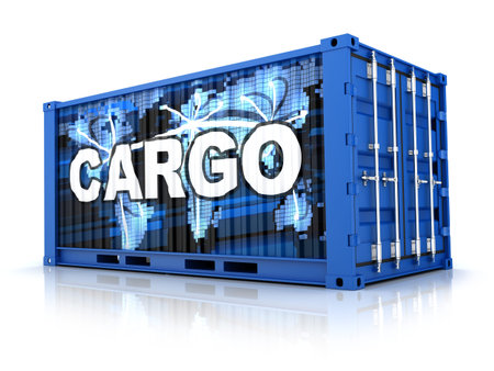 Blue cargo Container on white (done in 3d)