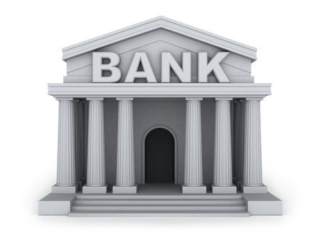 Building and sign bank (done in 3d) の写真素材