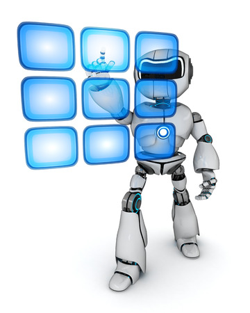 Robot and buttons hologram (done in 3d)の写真素材