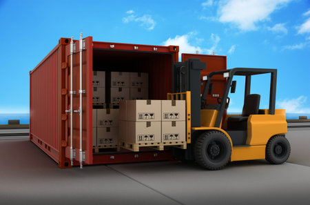 Transportation cargo and forklift (done in 3d)