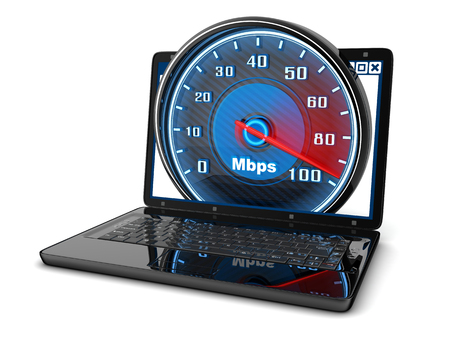 Laptop and internet speed (done in 3d)の写真素材