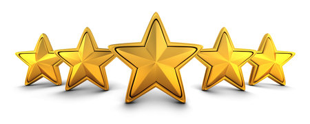 Five gold star, rating (done in 3d)
