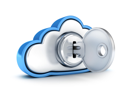 Symbol cloud storage protect on white background.3d illustrationの写真素材