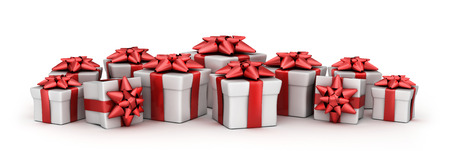 Many gift and white background. 3d illustrationの写真素材