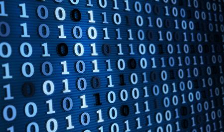 Abstract Blue binary code background. 3d illustrationの写真素材