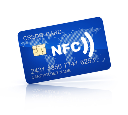Credit card and symbol near field communication (NFC). 3d illustrationの写真素材