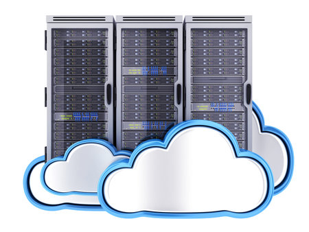 Abstract database and cloud. 3d illustration 