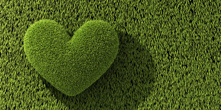 Abstract one heart on grass. 3d illustrationの写真素材