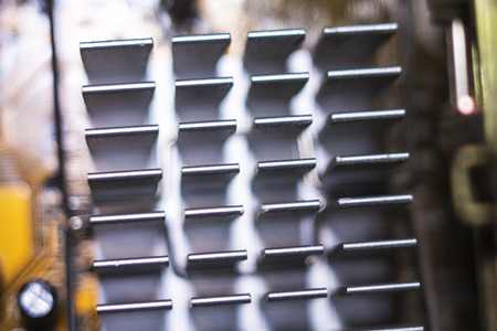 Computer in macro. Various details of computer components in closeup.の写真素材