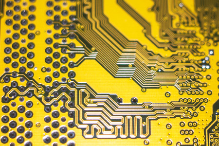 Computer in macro. Various details of computer components in closeup.の写真素材