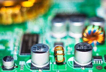 Computer in macro. Various details of computer components in closeup.