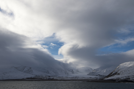 Icebreaker in the ice travel in the Arcticの写真素材