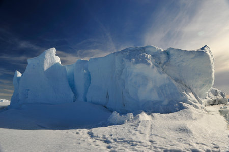 Beautiful view of icebergs in Snow Hill Antarctica, global warming and climate change concept