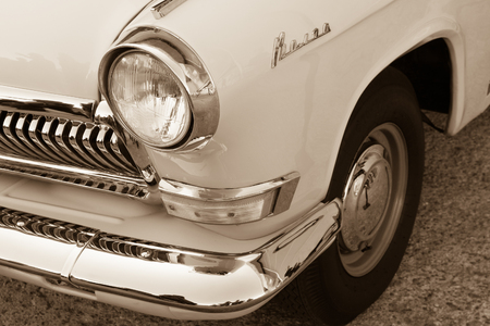 BUCHAREST, ROMANIA - OCTOBER 10, 2015: Volga 1956, Bucharest Vintage Car Show. Volga is an automobile brand that originated in the Soviet Union to replace the venerated GAZ Pobeda in 1956.のeditorial素材