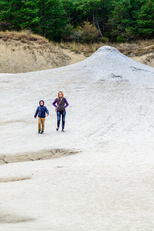Berca, Romania - October 20, Mud vulcanoes on 20 October, 2016 in Berca, Romania. Natural park with "Vulcanii noroiosi", dramatic landscape, unique geological phenomenon in Europe.のeditorial素材