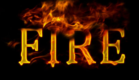 The word FIRE surrounded by flamesの写真素材