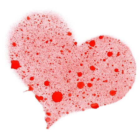 Red heart on white background.の写真素材