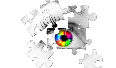 abstract human coloured eye from puzzleの写真素材