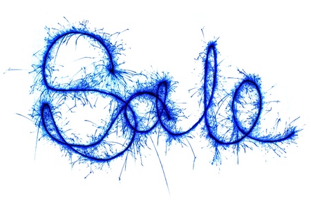 sparkling inscription of "sale" on a white backgroundの写真素材