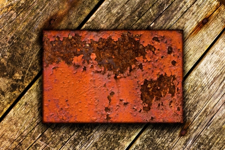 Wooden background with metal insert for your copy-spaceの写真素材