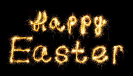 HAPPY EASTER word sparkler on black