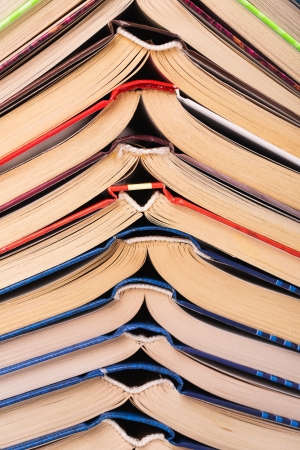 Stack of open books close-upの写真素材