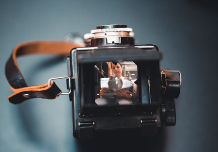Vintage tlr camera top view