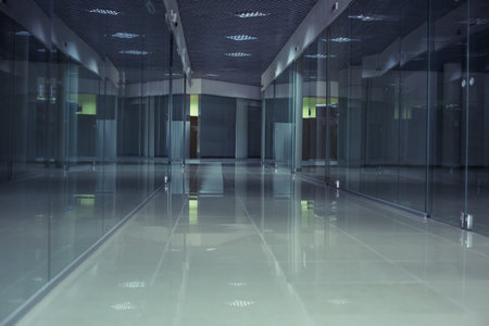 A long corridor and the empty shop windows