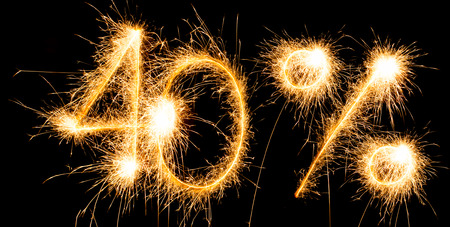 Sparkling inscription of 40% on a black backgroundの写真素材