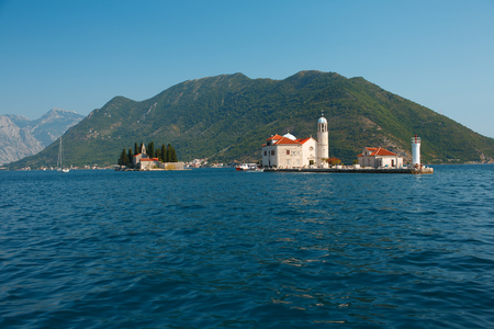 Church of Our Lady of the Rocks, Perast, Montenegro, Balkansの写真素材