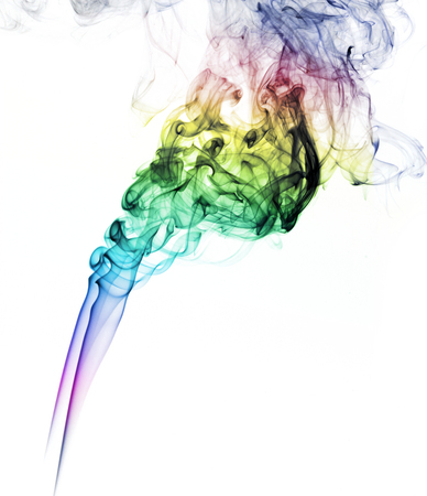 Colored smoke isolated on white backgroundの写真素材
