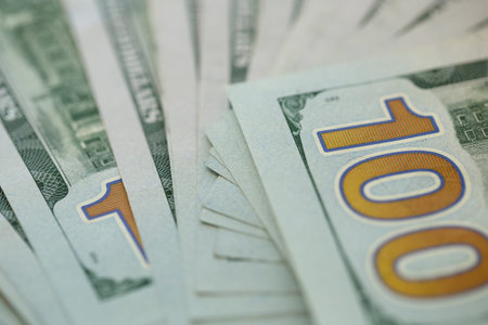 Closeup of 100 dollars bill in US currency