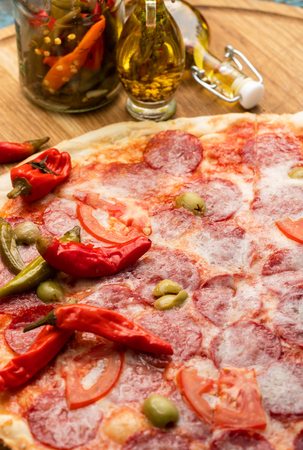 Delicious homemade Italian pizzaの写真素材