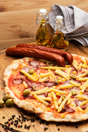 Delicious homemade Italian pizzaの写真素材