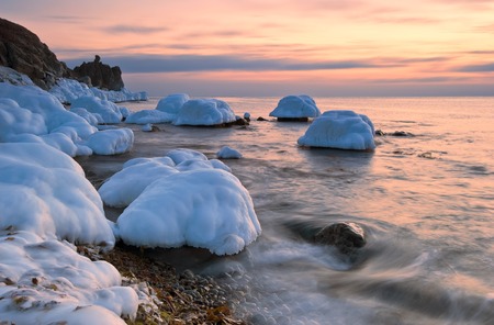 Golden sunset. East Sea.の写真素材