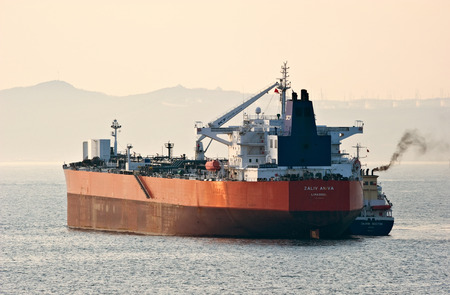 Zaliv Vostok tanker bunkering tanker Zaliv Aniva on the roads. . East (Japan) Sea. 04.05.2014のeditorial素材