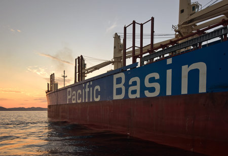 Nakhodka. Russia - August 22, 2017: Pacific Basin anchored in the raid.