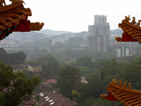 View of the city in the rainの写真素材